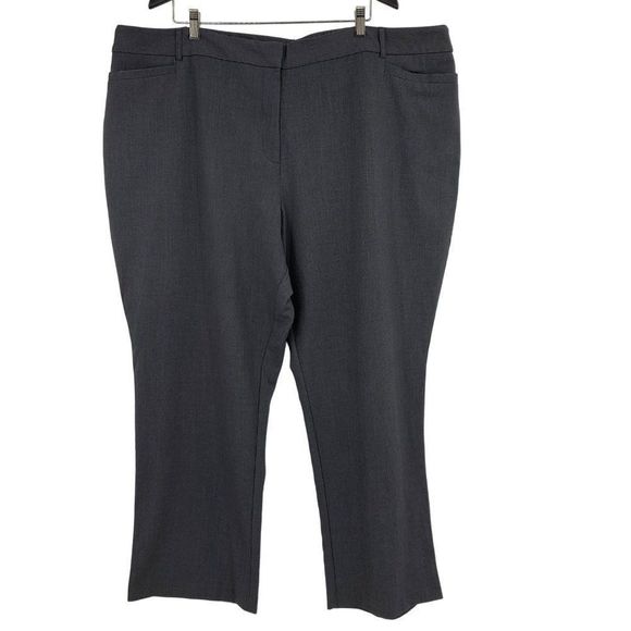 Avenue Gray Dress Pants Size 28W Plus womens 2384 Pull On Elastic Straight Leg - Picture 3 of 12